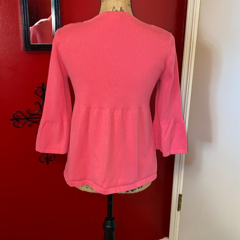 Pink Ruffle 3/4 Sleeve Sweater - Picture 2 of 8